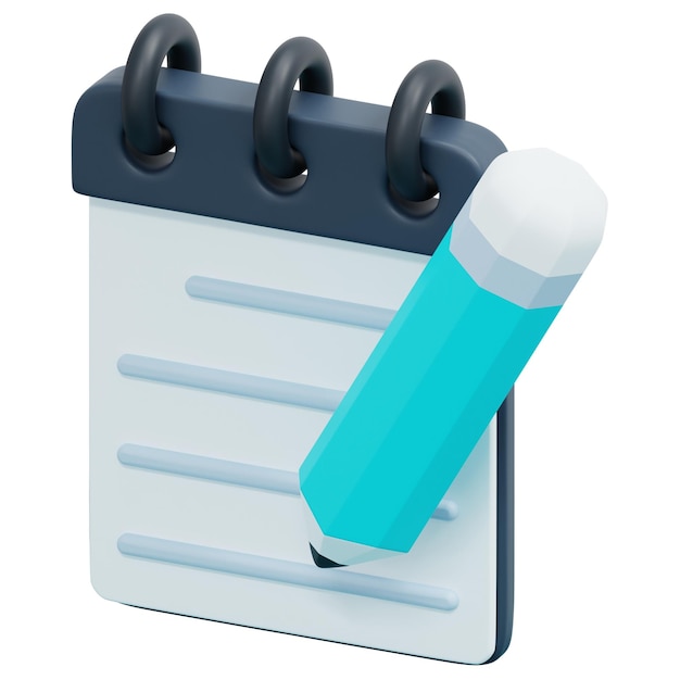 cuaderno 3d render icono ilustración