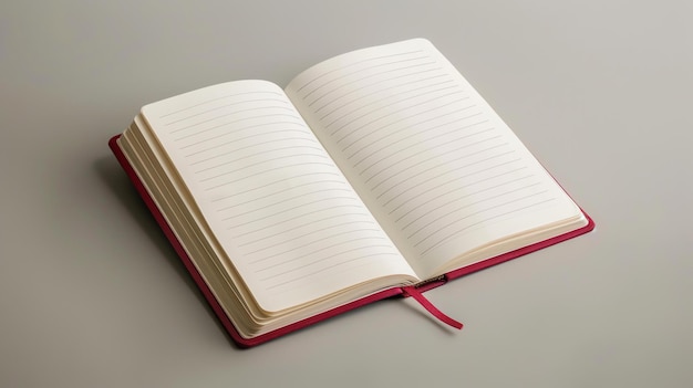 Un cuaderno abierto con páginas en blanco alineadas