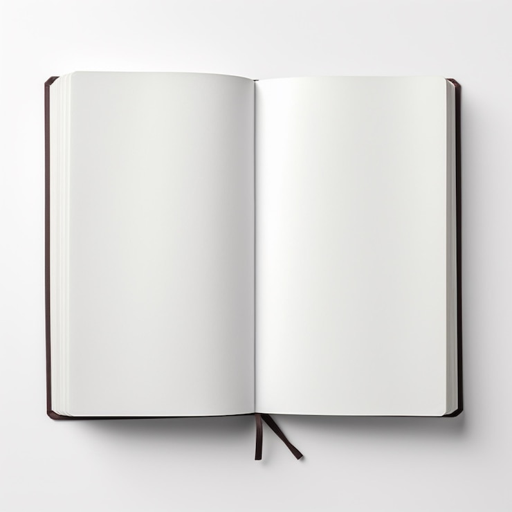 Foto cuaderno en blanco abierto en una mesa blanca copyspace de vuelta a la escuela