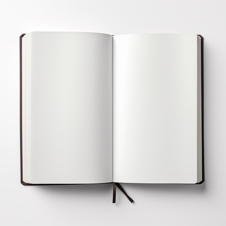 Cuaderno en blanco abierto en una mesa blanca Copyspace De vuelta a la escuela