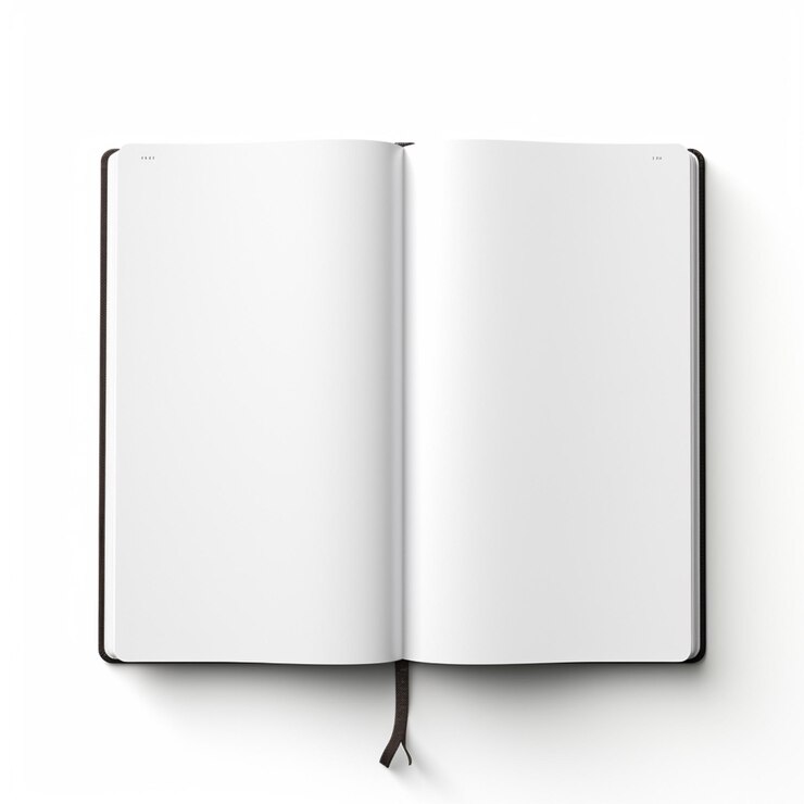 Foto cuaderno en blanco abierto en una mesa blanca copyspace de vuelta a la escuela