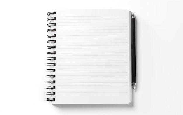 Cuaderno en blanco y negro sobre fondo blanco