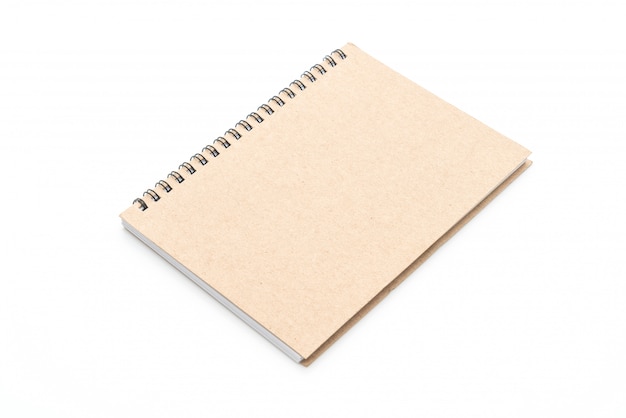 cuaderno en blanco sobre fondo blanco