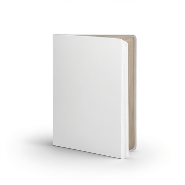 Un cuaderno en blanco sobre un fondo blanco