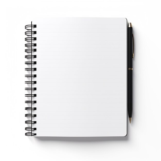 un cuaderno con un bolígrafo en él que dice "la parte superior de él"