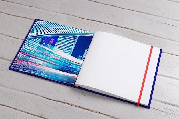 Foto cuaderno con ciudad