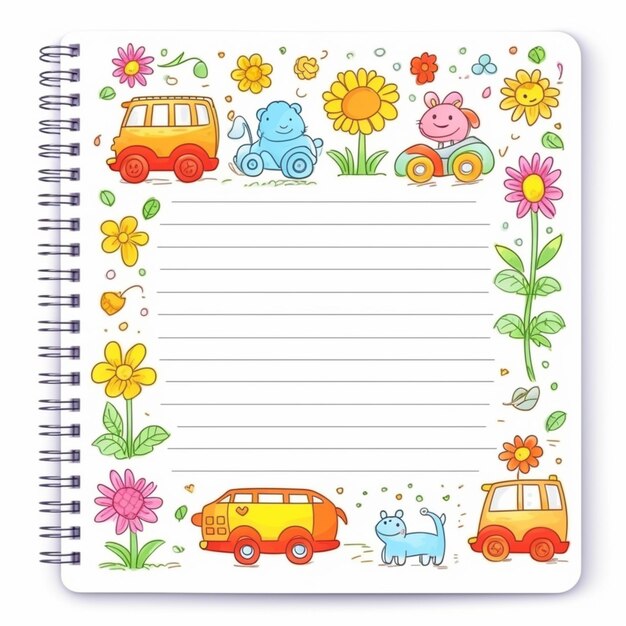 Foto un cuaderno con un dibujo de un coche generativo ai