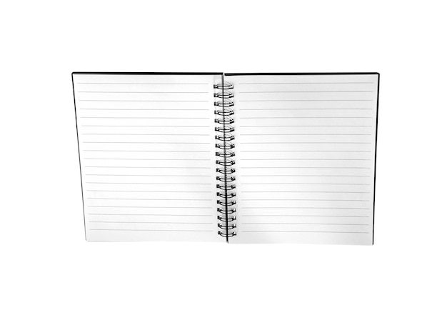 Cuaderno de espiral de papel de fondo en blanco