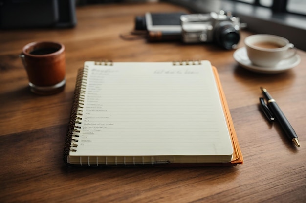 Cuaderno con lista de tareas pendientes en el escritorio