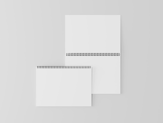 Cuaderno de primavera abierto en blanco en la hoja de bloc de notas de fondo vacío