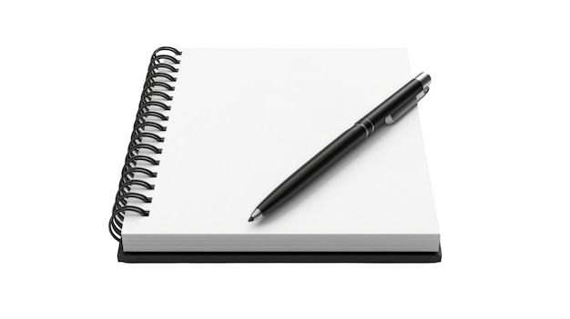 Cuaderno realista sobre un fondo transparente Con fondo blanco