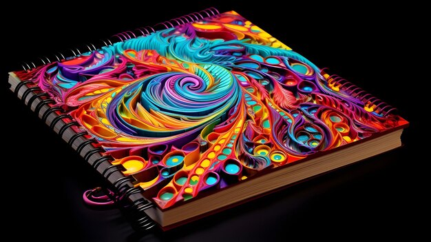 Cuadernos de colores vibrantes adornados con lápices de dos puntos