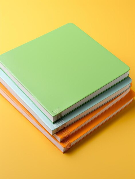 cuadernos coloridos en fondo verde amarillo blanco de alta calidad muy detallado k maqueta hd