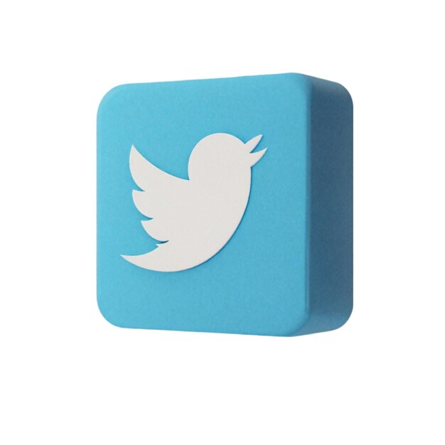 cuadrado 3d con logo de twitter