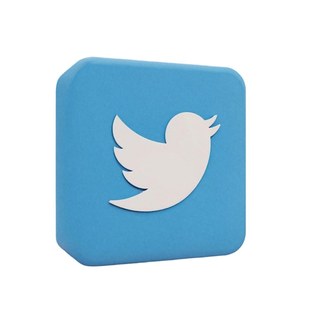 cuadrado 3d con logo de twitter
