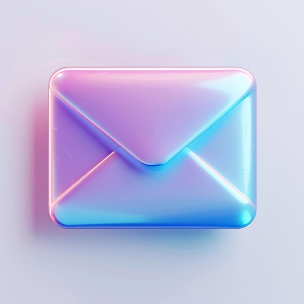 un cuadrado colorido con una letra en él que dice sobre diseño de icono de correo electrónico renderización 3D de busine