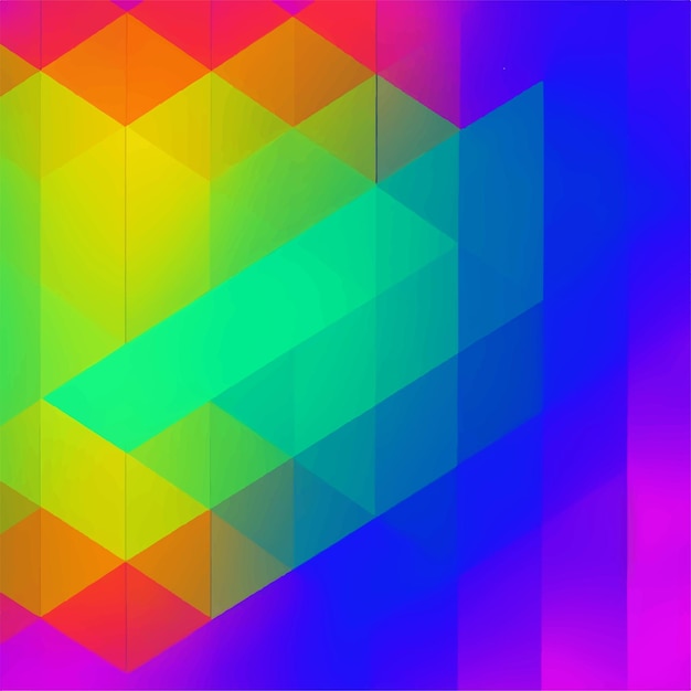 Un cuadrado colorido con un patrón triangular que dice 'arcoíris'