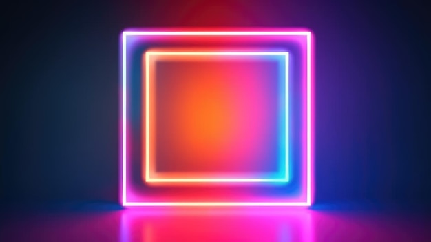El cuadrado de neón colorido sobre un fondo oscuro crea un visual futurista AIG35