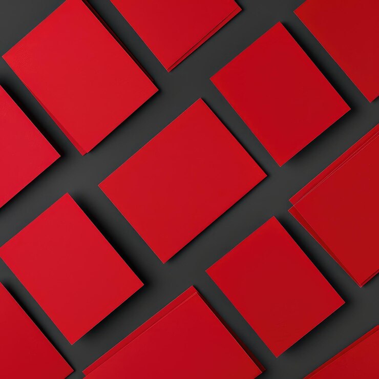 un cuadrado rojo con un fondo negro que dice la palabra en él