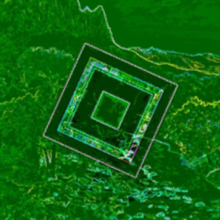 Foto un cuadrado verde y negro con un cuadrado en el medio