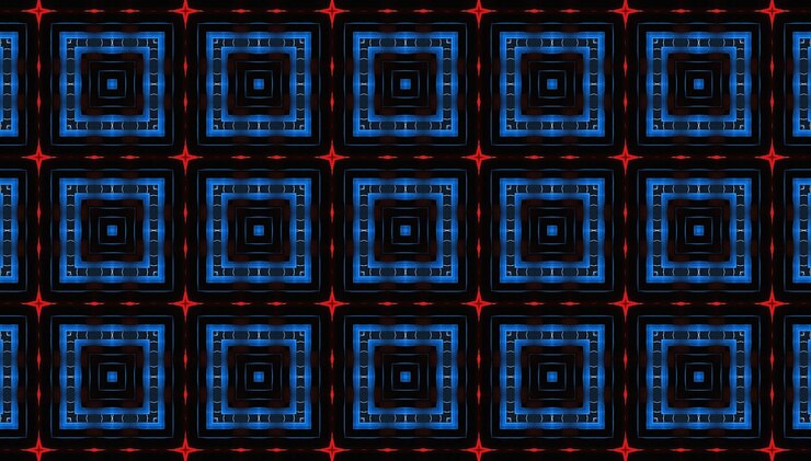 Foto cuadrados abstractos azules y negros sobre un fondo negro