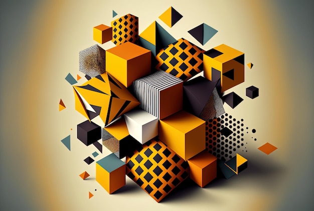 Cuadrados geométricos en un estilo abstracto para una pancarta
