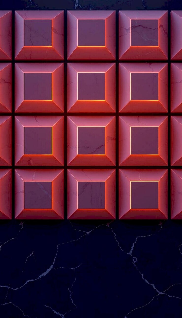 Foto cuadrados de mármol gris con contornos rojos brillantes