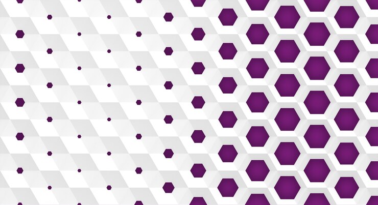 Foto la cuadrícula blanca de celdas forma panales hexagonales de diferente diámetro, que van de mayor a menor y al revés.