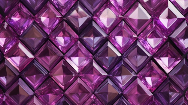 Una cuadrícula de diamantes en tonos violeta y rosa.