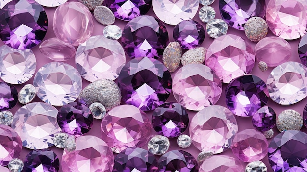 Una cuadrícula de diamantes en tonos violeta y rosa.