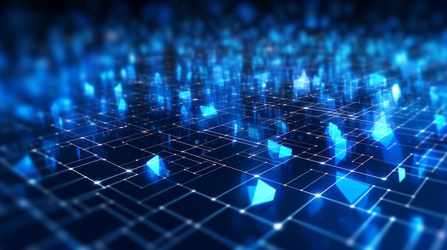 una cuadrícula digital con líneas azules y cuadrados en ella