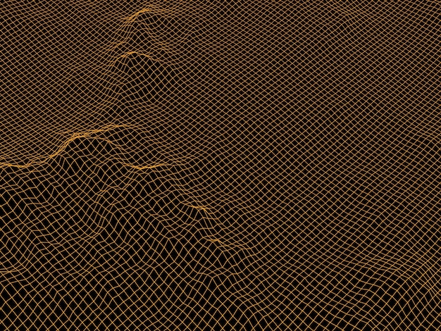 Cuadrícula de montaña topográfica marrón 3D