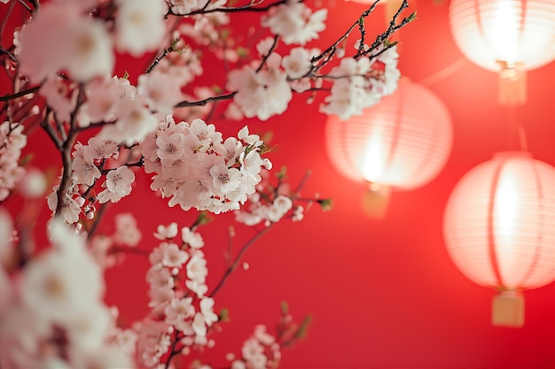 Foto cuadro de año nuevo chino de fondo rojo