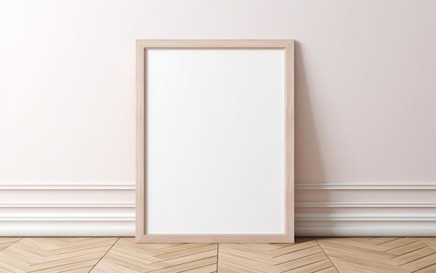 Cuadro en blanco en el piso de parquet