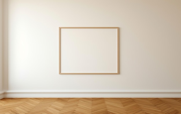 Foto cuadro en blanco en el piso de parquet