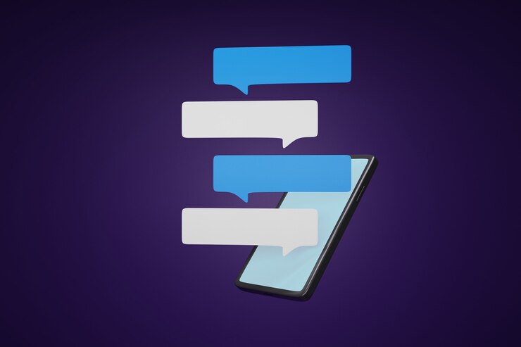 Foto cuadro de chat en la pantalla del teléfono inteligente.