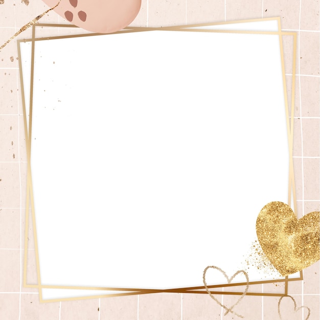 Cuadro de corazón dorado y reluciente png