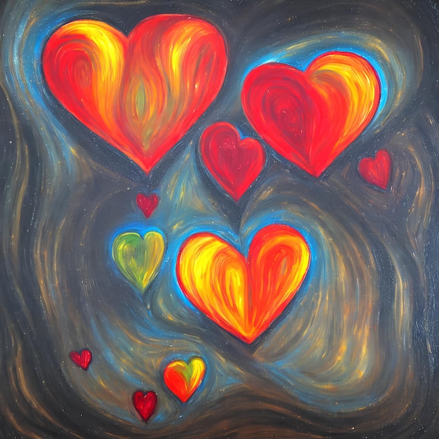 cuadro de corazones abstractos para el día de san valentín el día de los enamorados IA generativa