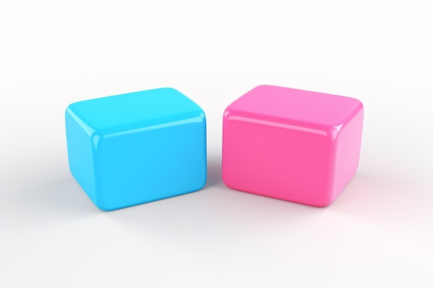 Cuadro escaso de texto azul y rosa o cuadro de chat sobre fondo blanco por renderizado 3d