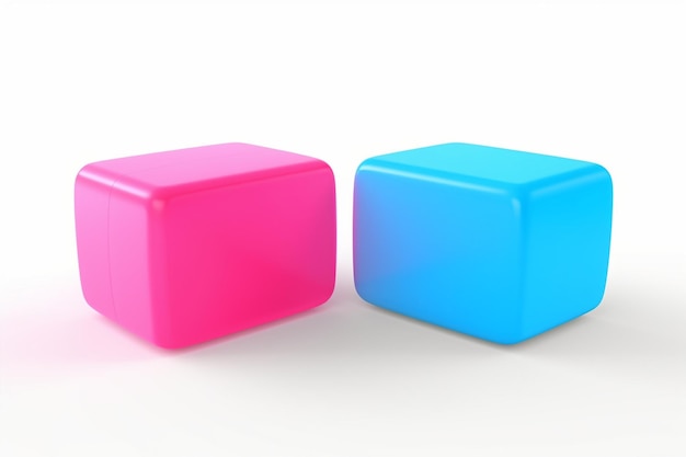 Cuadro escaso de texto azul y rosa o cuadro de chat sobre fondo blanco por renderizado 3d