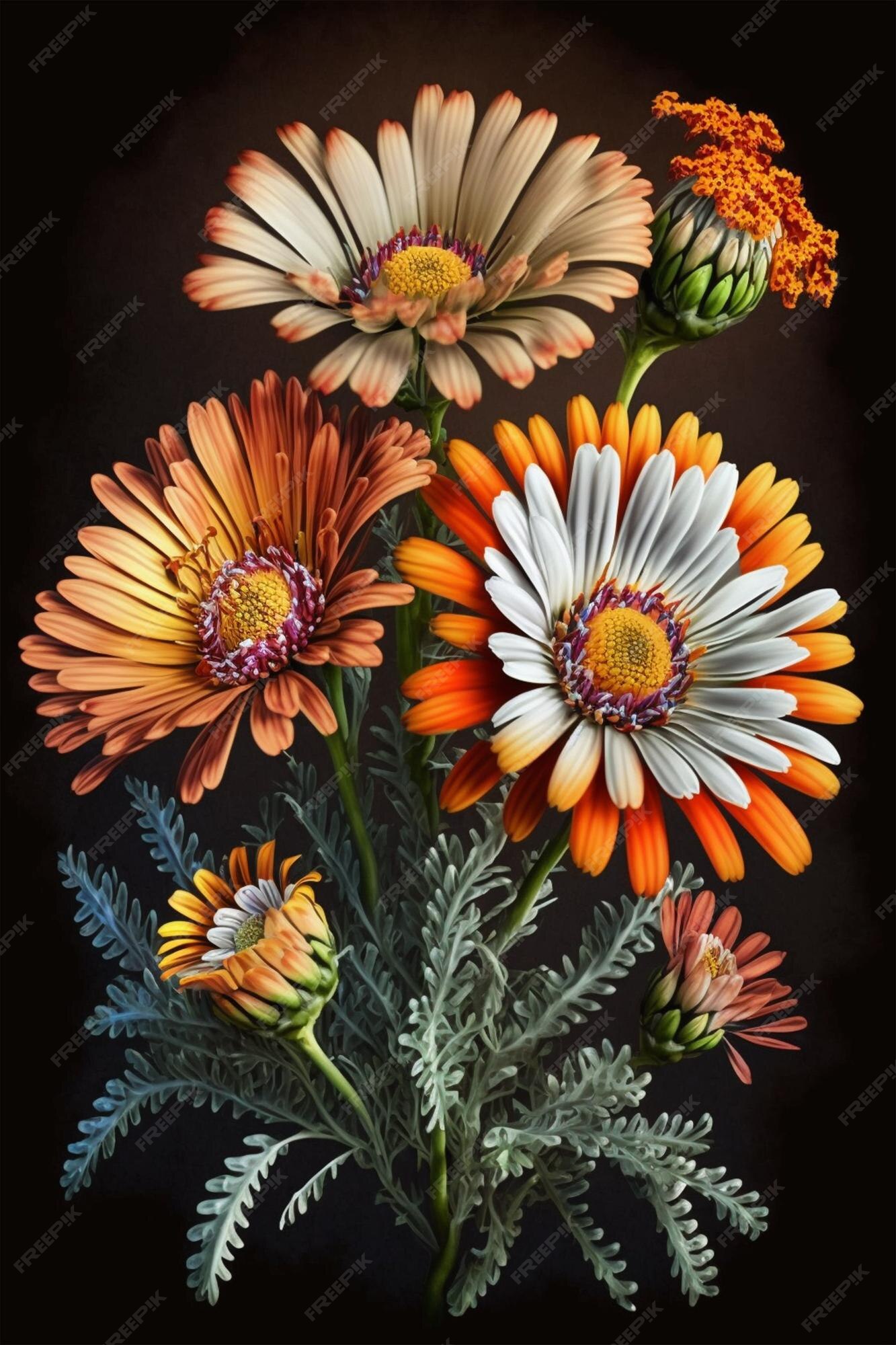 Un cuadro de flores que se llama margarita Foto Premium