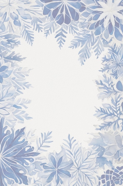 Foto cuadro de fondo congelado azul digital de invierno con acuarela