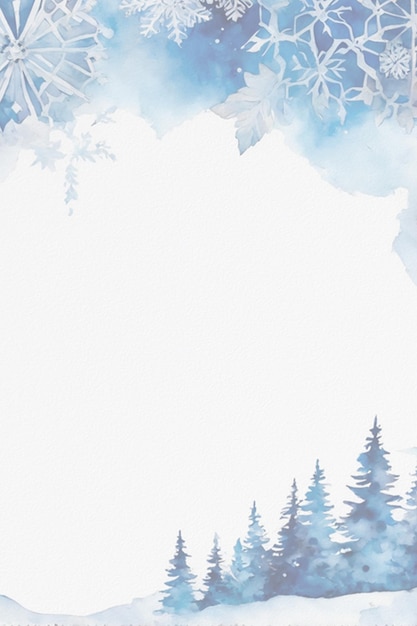 Foto cuadro de fondo congelado azul digital de invierno con acuarela