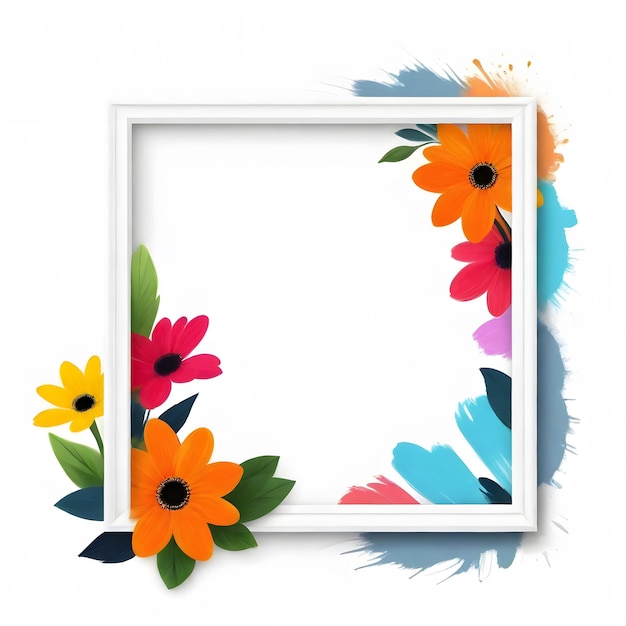 Un cuadro fotográfico cuadrado de flores coloridas