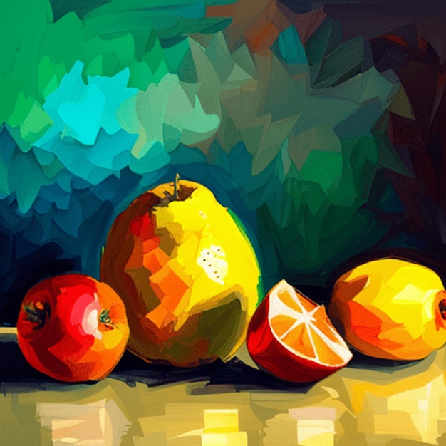 Foto cuadro de frutas con hermoso fondo
