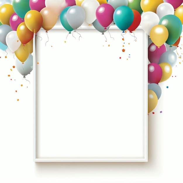 Cuadro de globos de paloma brillantes sobre un fondo blanco