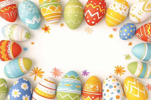 Cuadro de huevo de Pascua vibrante que invita a la personalización contra un telón de fondo blanco