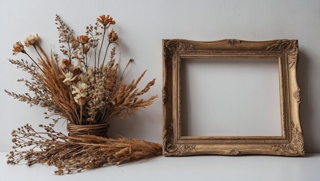 Cuadro de madera de época con fondo blanco