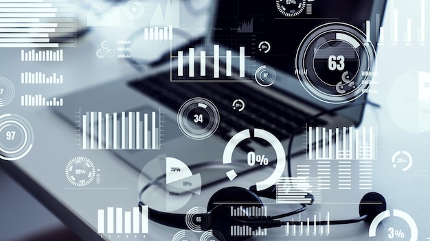 Cuadro de mando empresarial para el análisis de datos financieros gráfico imaginario