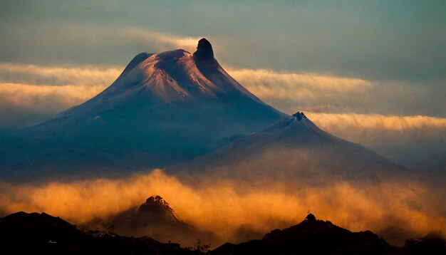 Cuadro montaña incahuasi campo cielo nublado